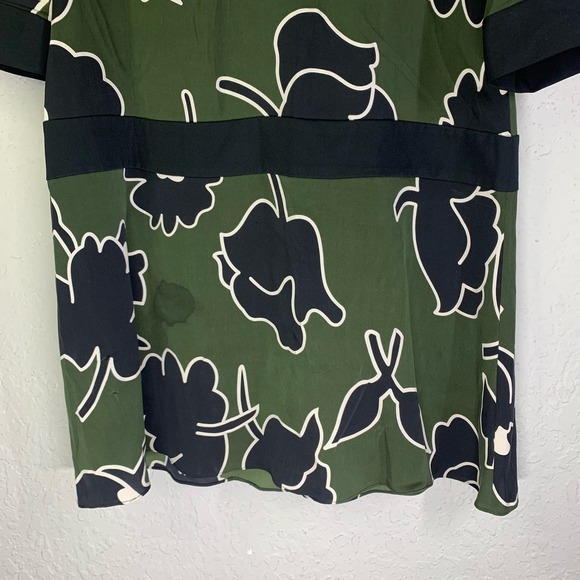 DIANE VON FURSTENBERG Green & Black Floral‎ Silk Nadine Shift Dress Size 6 - Picture 5 of 13